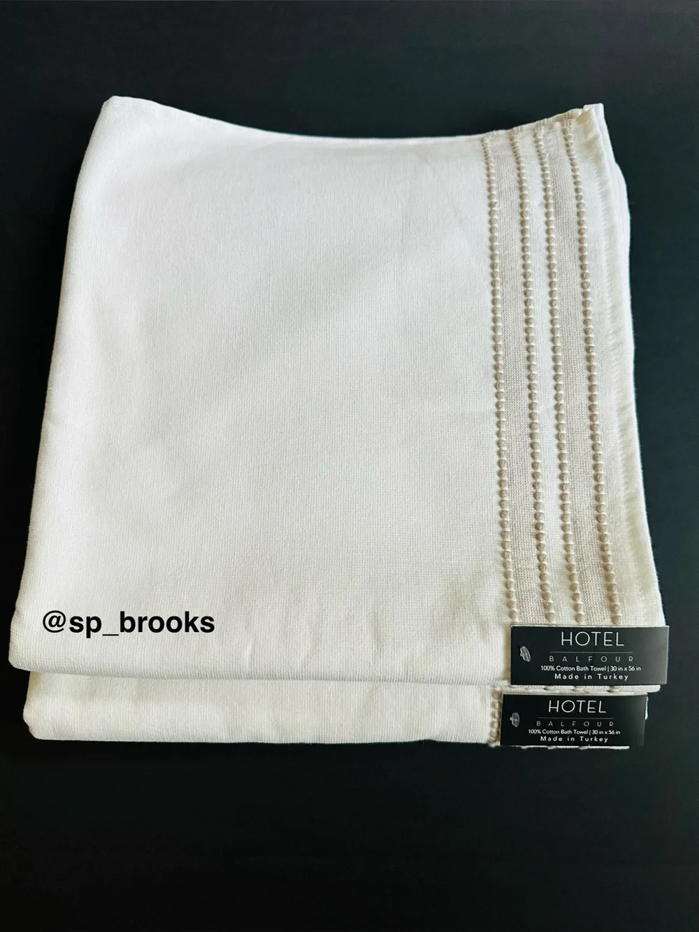 🎁2PC Hotel Balfour Bath Towels - Cotton Ivory & Tan Woven with Terry Reverse